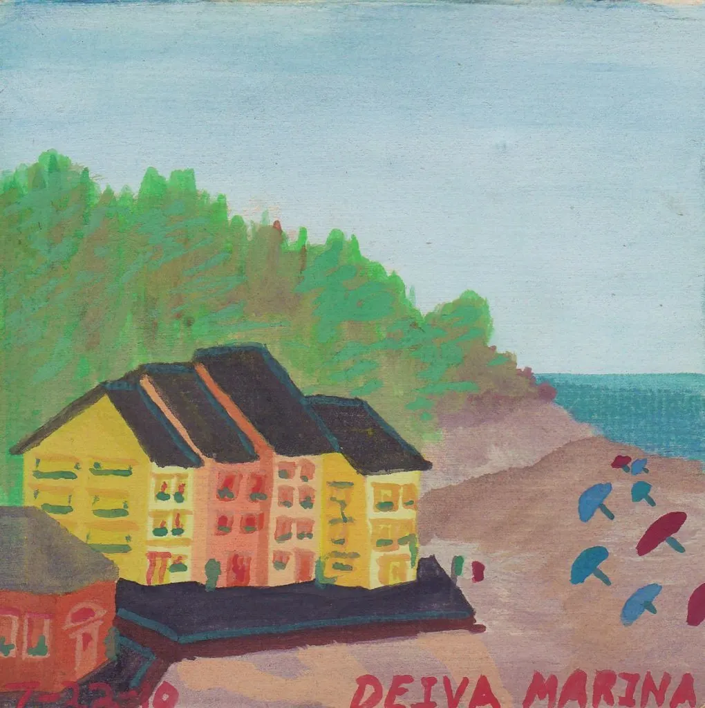 Watercolor of Deiva Marina, Liguria Italy