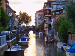 Canals at sunset on the Lido Venice Italy 1