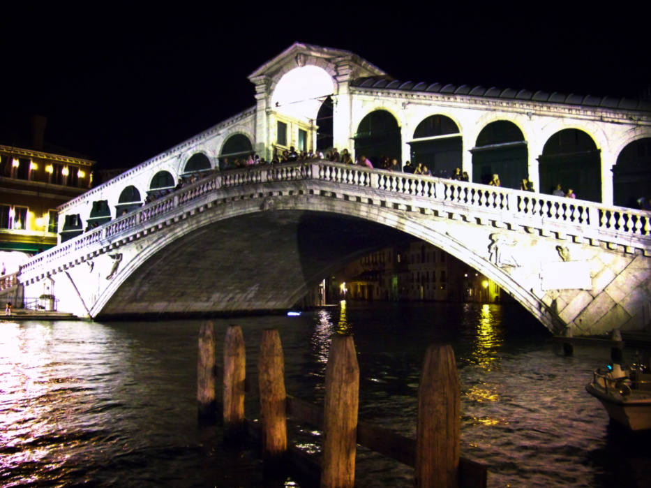 Rialto Bridge at night Venice Italy 1
