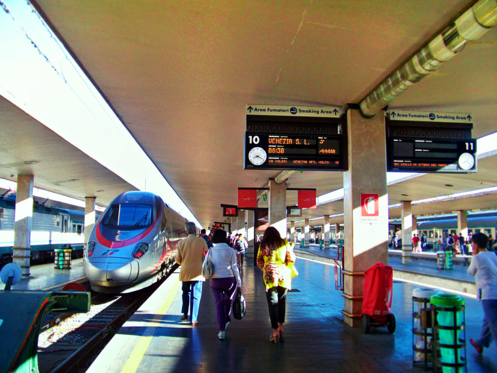 Speed train in Santa Lucia Station Venice Italy 2