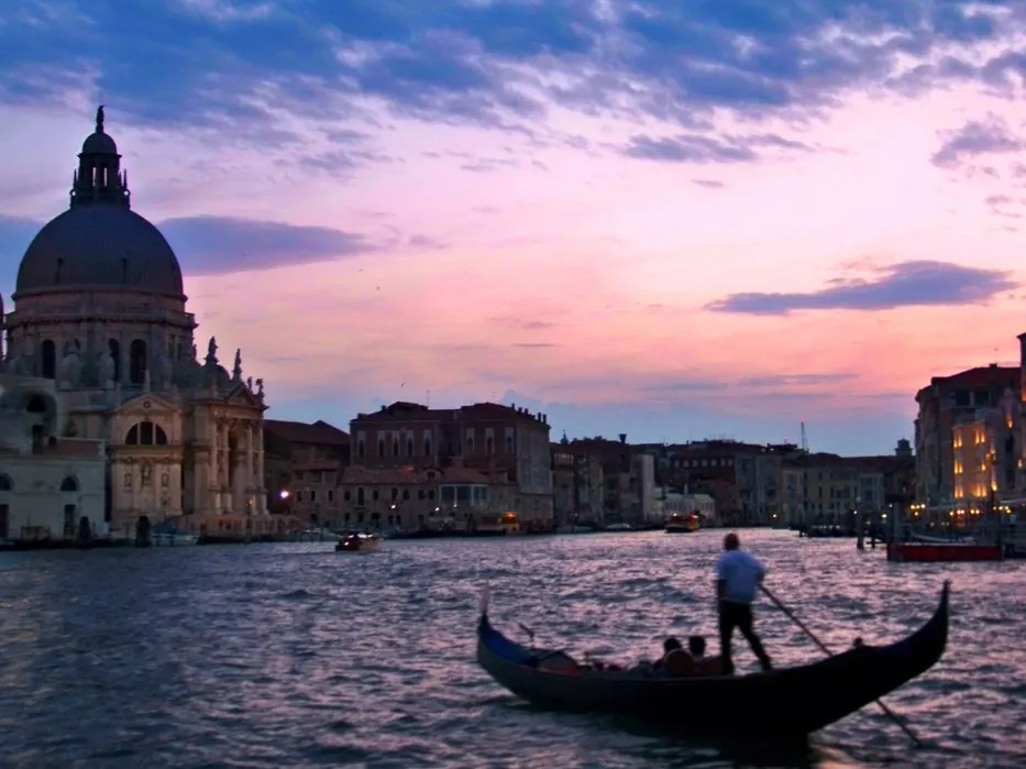Sta Maria della Salute from Grand Canal with gondola Vanice Italy 1