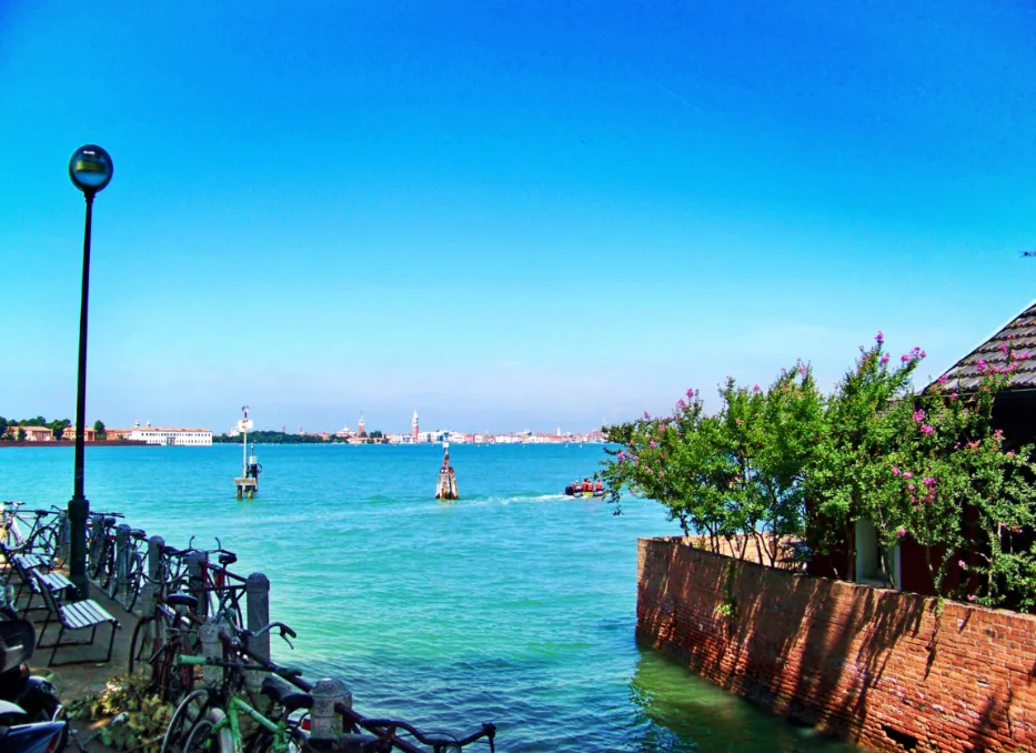 View of Venice from Lido Island Venice Italy 1