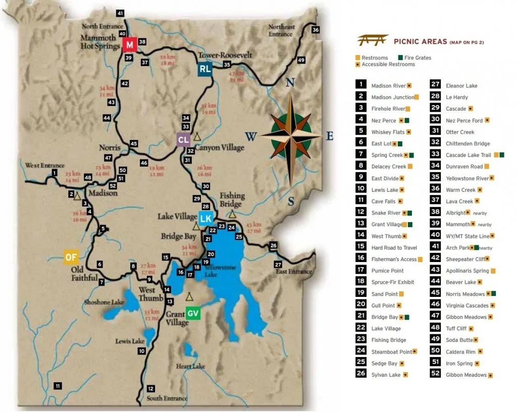 Yellowstone Picnic Map