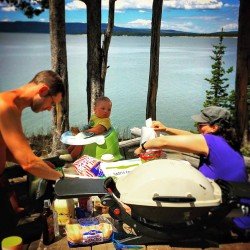 Chris Taylor BBQing on Yellowstone Lake 1