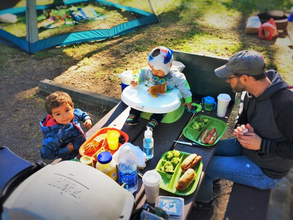 Chris Taylor and Dudes picnic table camping Salt Creek 1