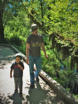 Chris Taylor and LittleMan in Hoh Rainforest Olympic National Park 1