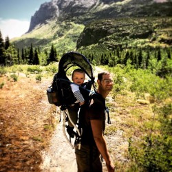 Chris Taylor and TinyMan hiking Glacier National Park 1