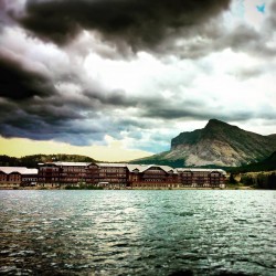 Many Glacier Hotel from Swiftcurrent Lake 1