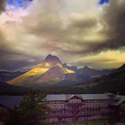 Many Glacier Hotel in Storm 1