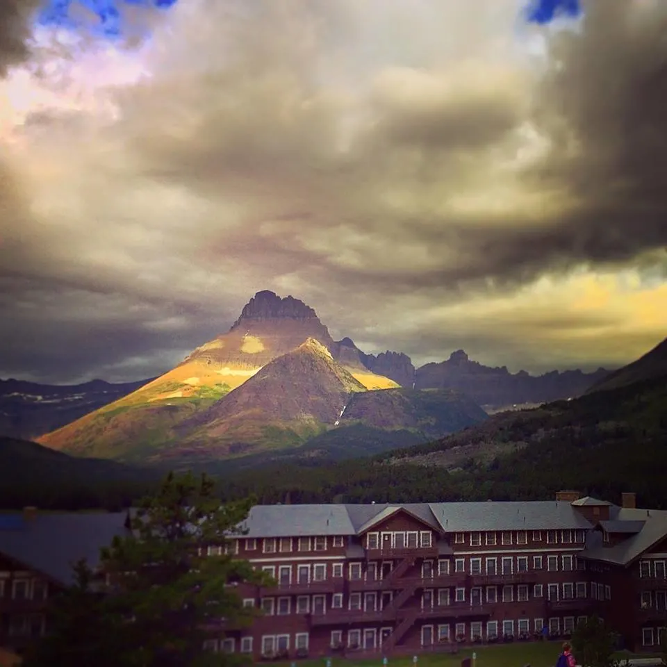 Many Glacier Hotel in Storm 1