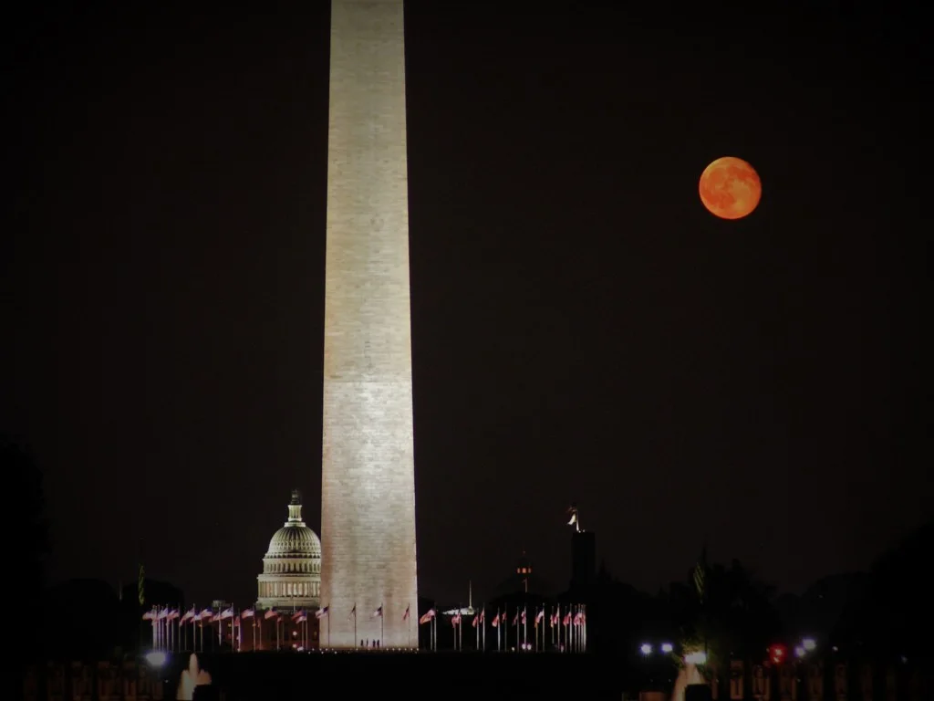 Washington Monument Blood Moon Capitol Building 1