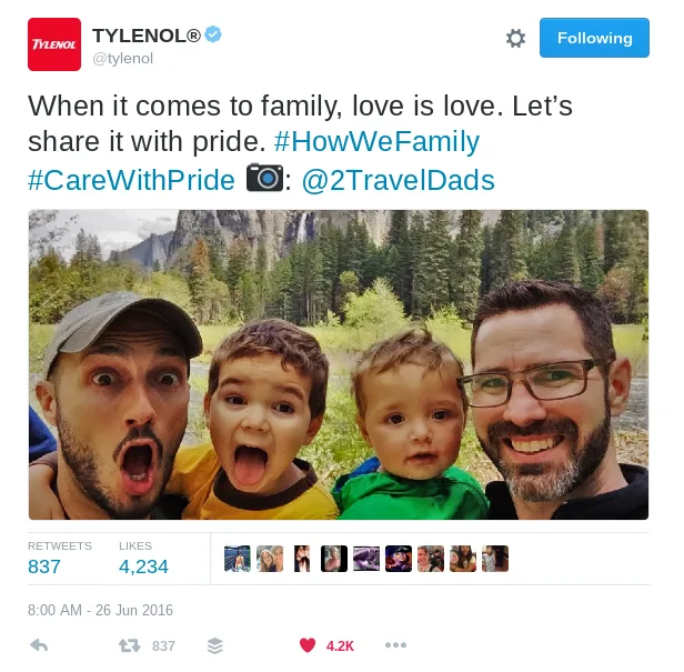 Tylenol SCOTUS tweet two dads PRIDE LGBT family