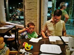 Chris Taylor and LittleMan at dinner Zeta Brewing Jacksonville Beach 1