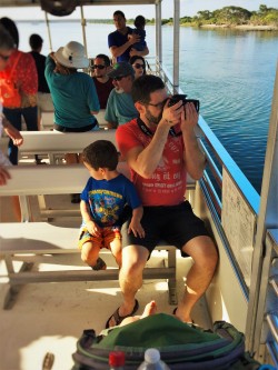 Chris Taylor and LittleMan on ferry at Fort Matanzas National Monument St Augustine FL 1