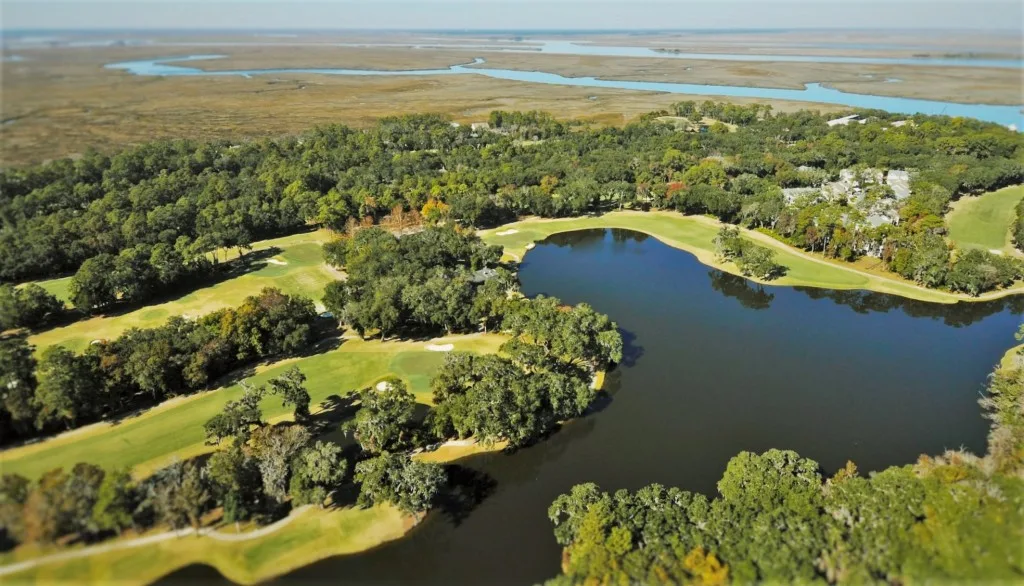 Clockwise from 1200 - Hole 9, Hole 8 green, hole 10, hole 18, driving range, hole 1