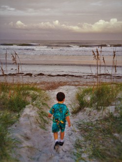 LittleMan running to Atlantic Ocean Jax Beach 2