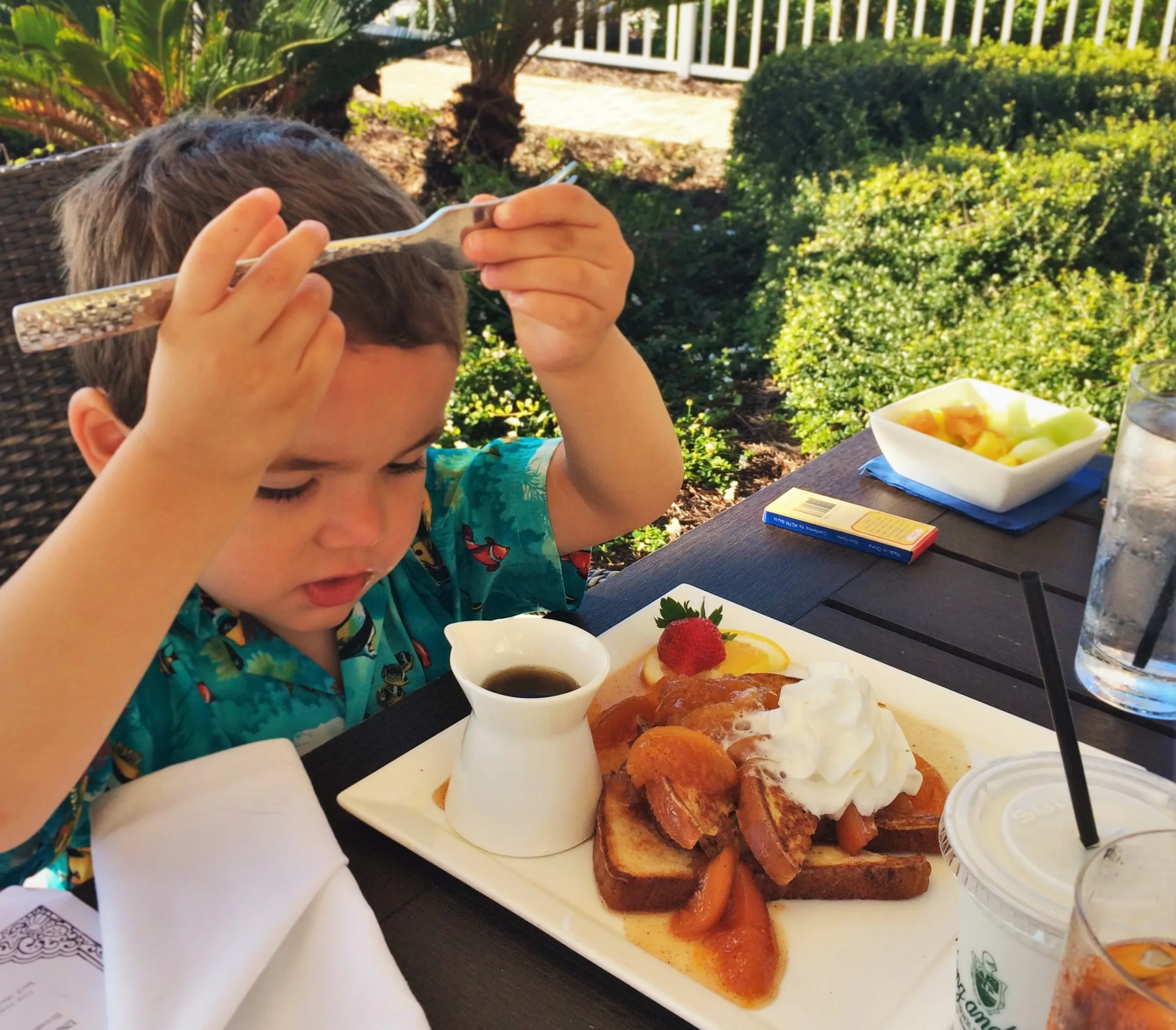 LittleMan with Peach French Toast at Echo Restaurant at King and Prince Resort St Simons GA 1