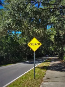 Church Warning Sign St Simons Island Georgia