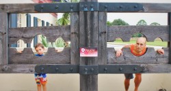 Rob Taylor and LittleMan in Stocks at Pirate Museum St Augustine Florida