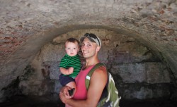 Rob Taylor and TinyMan in Fort Frederica Natl Monument St Simons GA 1 2traveldads.com