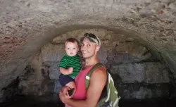 Rob Taylor and TinyMan in Fort Frederica Natl Monument St Simons GA 1 2traveldads.com