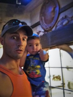 Rob Taylor with LittleMan in Pirate Museum St Augustine FL 1