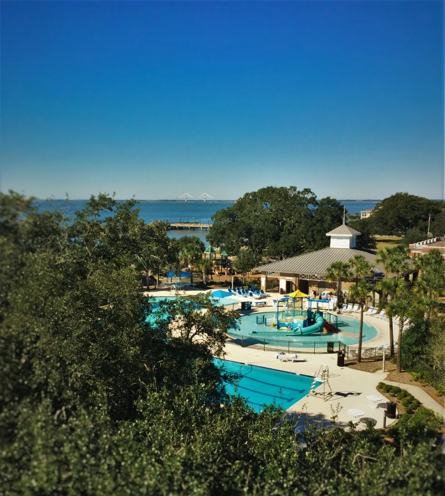 Waterpark and playground view from tower of St Simons Island Lighthouse Georgia 1