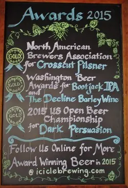 Beer Menu Boards at Icicle Brewing Company in Leavenworth WA 2traveldads.com