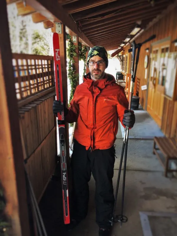 Chris Taylor and Cross Country Skis at at Sleeping Lady Resort Leavenworth WA 1