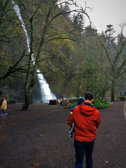Chris Taylor and TinyMan at Horsetail Falls Waterfall Area Oregon 3