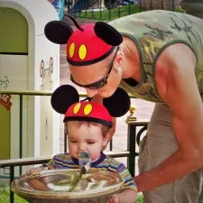 Rob Taylor and LittleMan Drinking Fountain Disneyland