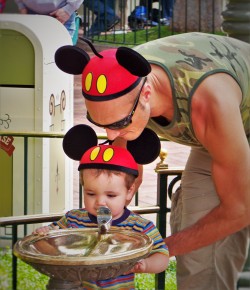 Rob Taylor and LittleMan Drinking Fountain Disneyland