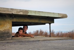 Chris Taylor and LittleMan in bunker at Fort Worden Port Townsend 3