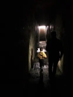 Chris Taylor and LittleMan in bunkers at Fort Worden Port Townsend 1