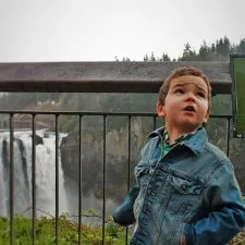 LittleMan at Snoqualmie Falls in Spring 1