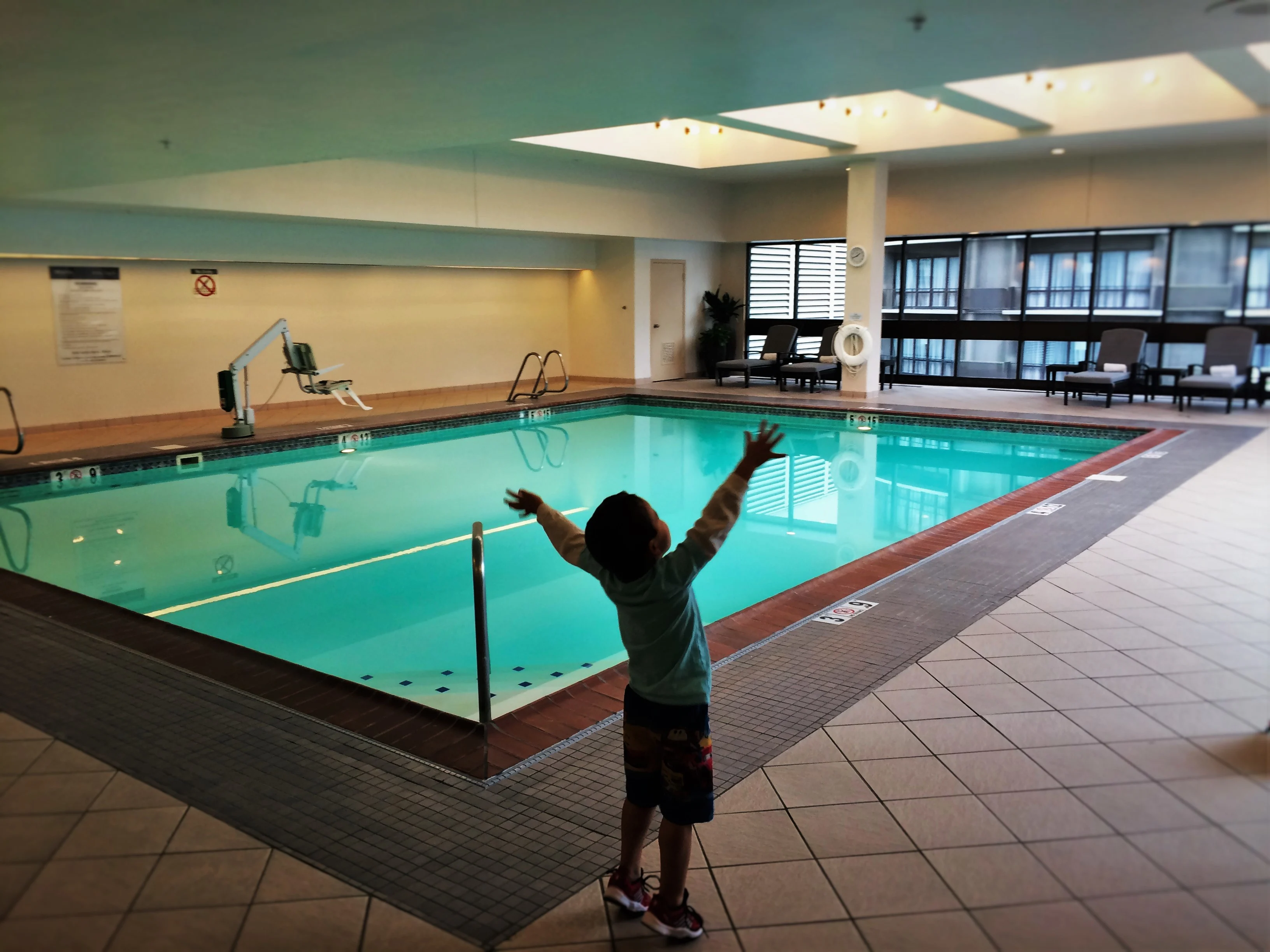 LittleMan excited for the swimming pool at Westin Seattle 1