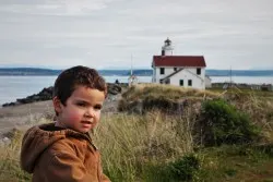 LittleMan on dunes at Point Wilson Lighthouse Fort Worden Port Townsend 1