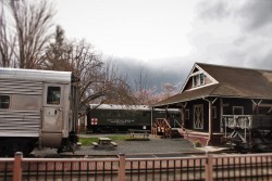 Old Snoqualmie Train Depot with Cherry Blossoms Washington 5