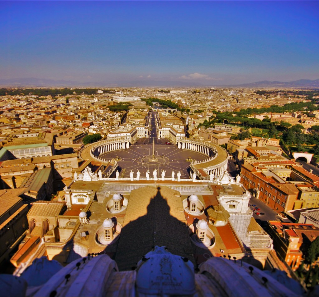 Piazza San Pietro from dome of St Peters Basilica from WanderingWagars.com