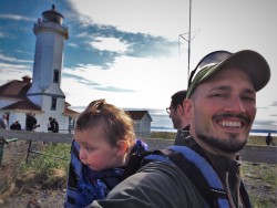 Rob Taylor and TinyMan at Point Wilson Lighthouse Fort Worden Port Townsend 2