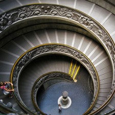 Spiral staircase in Vatican Museum from Traci Richards Photography 2traveldads.com