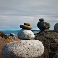 Stacked Rocks on Beach at Fort Worden Port Townsend 1