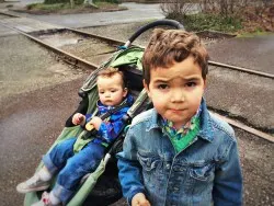 Taylor Kids at Railroad Graveyard in Snoqualmie Washington 2