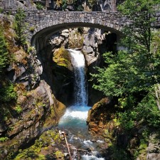 Christine Falls with Rustic Stone Bridge Mt Rainier National Park
