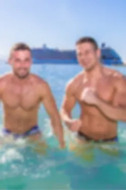 blurred gay cruise ad