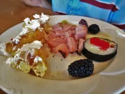 4 Year Old Easter Brunch foods in Garden Terrace at Inverness Hotel Denver Colorado 1