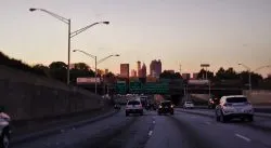 Atlanta skyline at sunset off I75 in Georgia