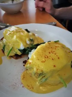 Eggs Florentine at Restaurant 301 at Carter House Inn Eureka 1