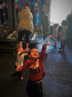 LittleMan Popping bubbles at Childrens Museum of Denver 2