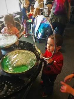 LittleMan at Bubble area at Childrens Museum of Denver 2